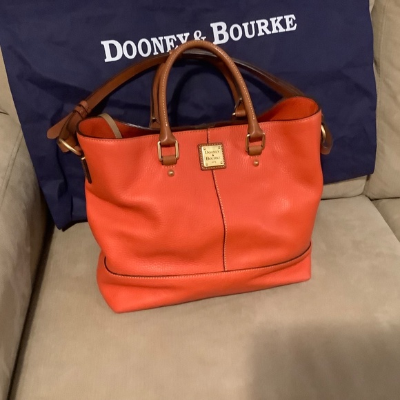 Dooney and Burke Chelsea Shopper Satchel, Wallet, Coin Purse in Geranium Orange - Picture 5 of 5